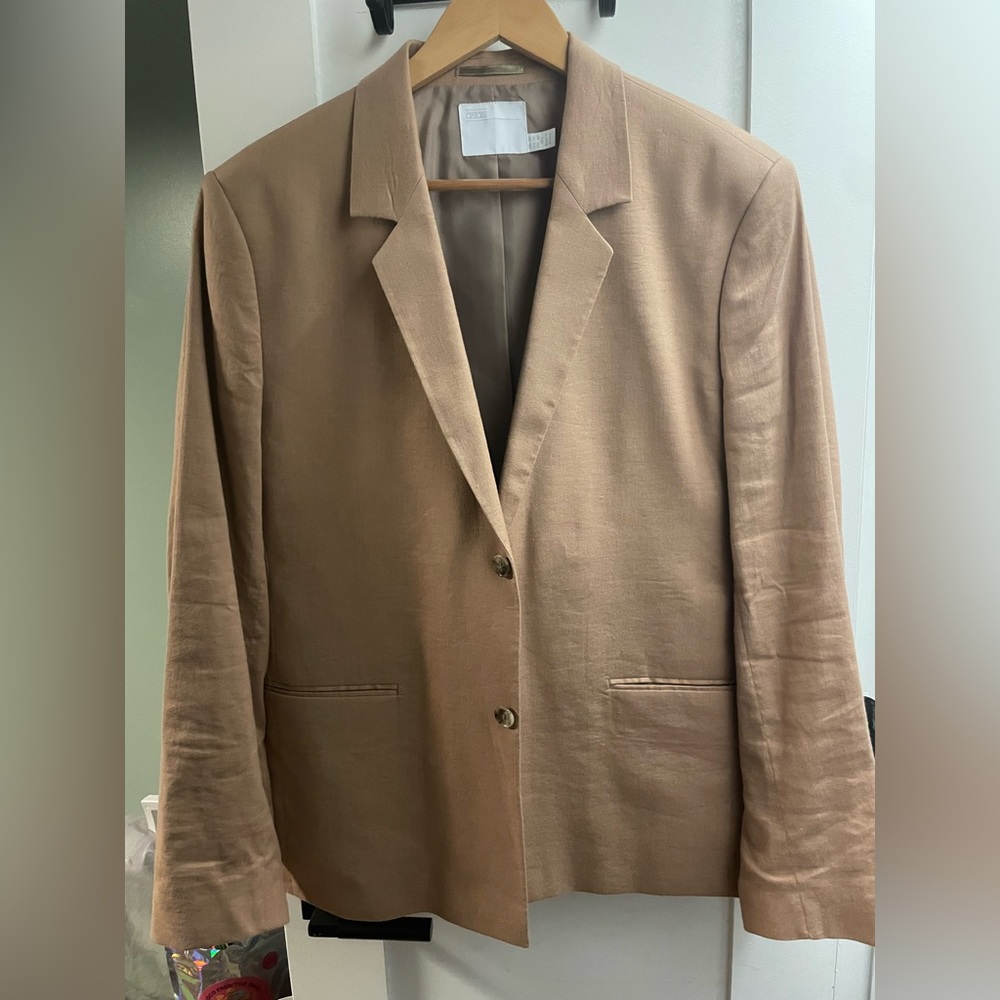 Asos White Mens Boxy Beige Linen Blazer